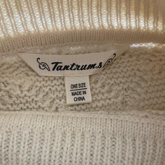 Tantrums Cream Turtleneck sweater pancho/vest, one size fits all - Picture 8 of 8